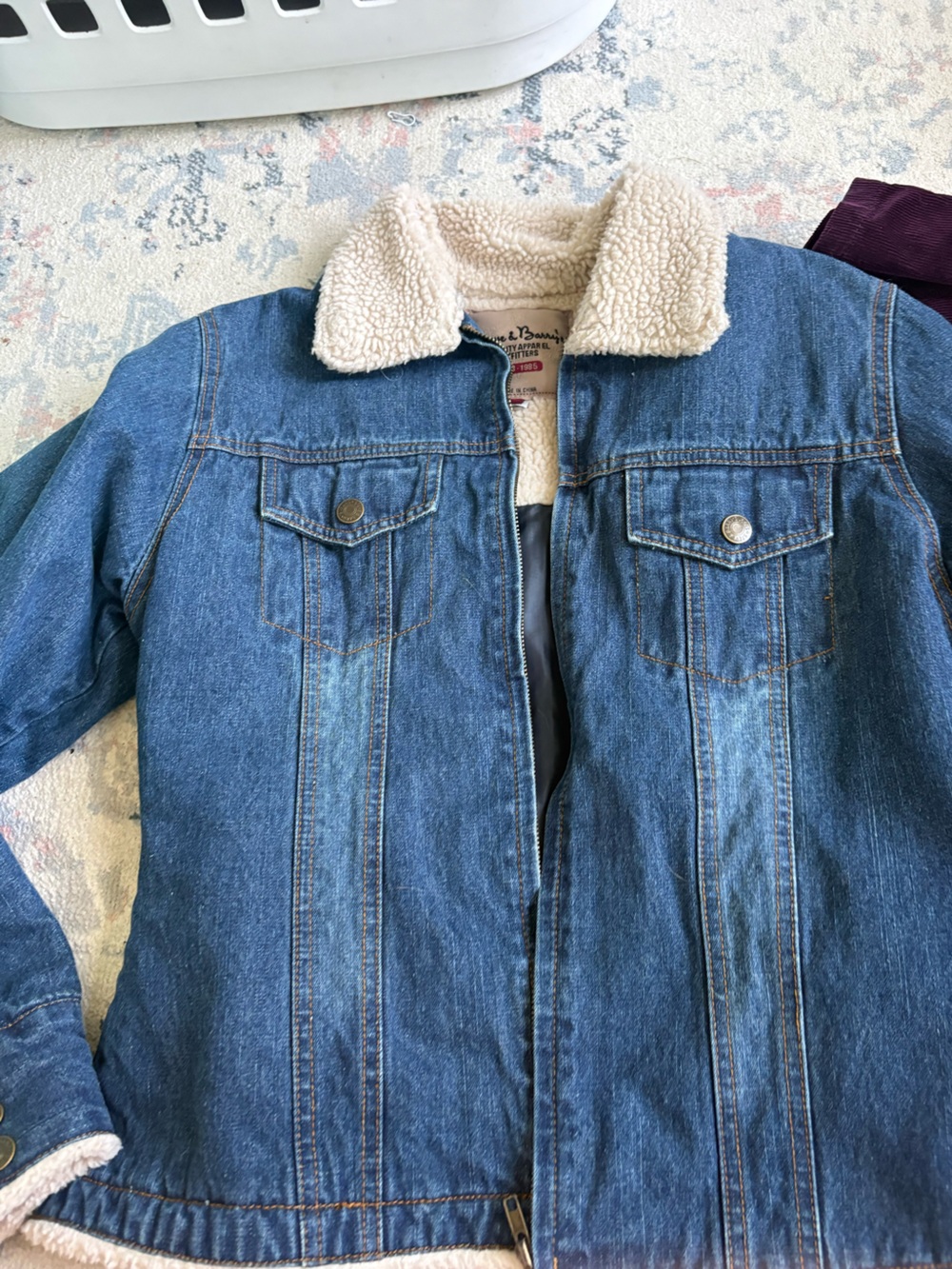 Steve & Barry's Cream Sherpa-Lined Denim Jacket